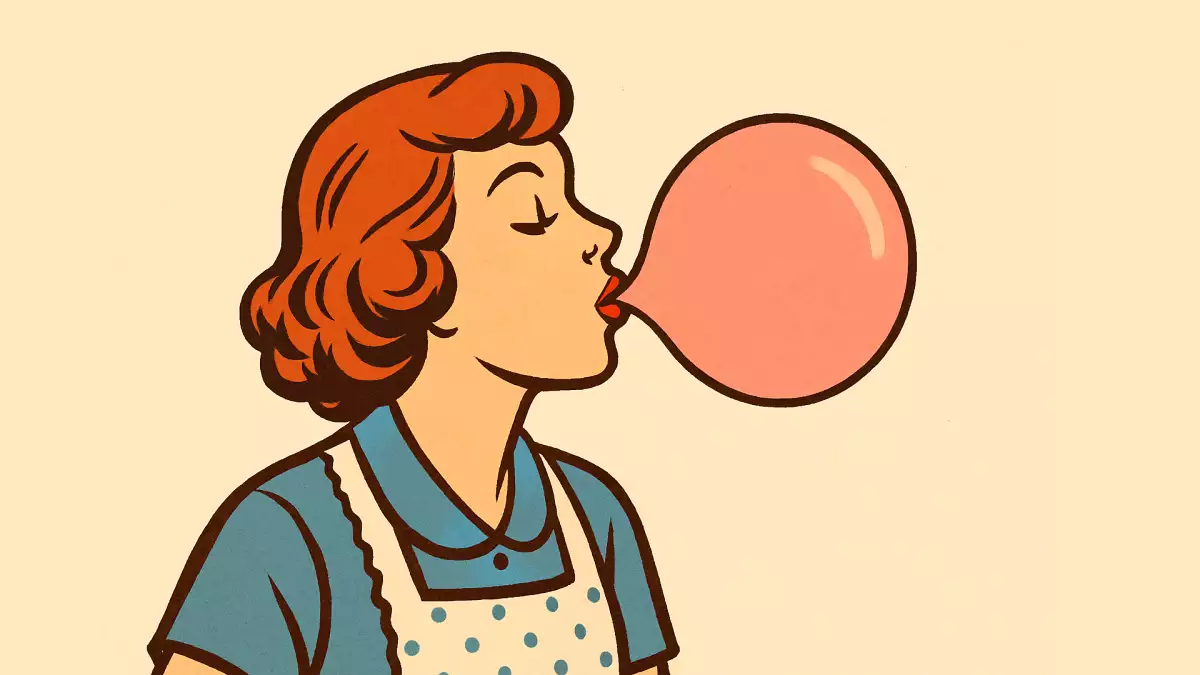 Älä niele purukumia, ne tarttuvat vatsaan.