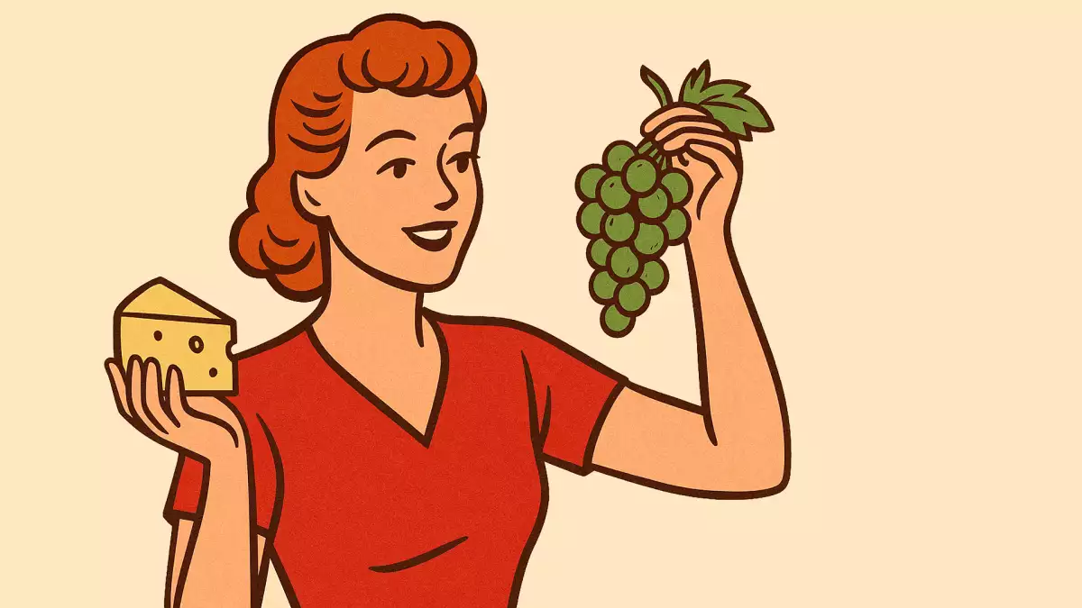 Viinirypäleet ja juusto maistuvat suudelmalta