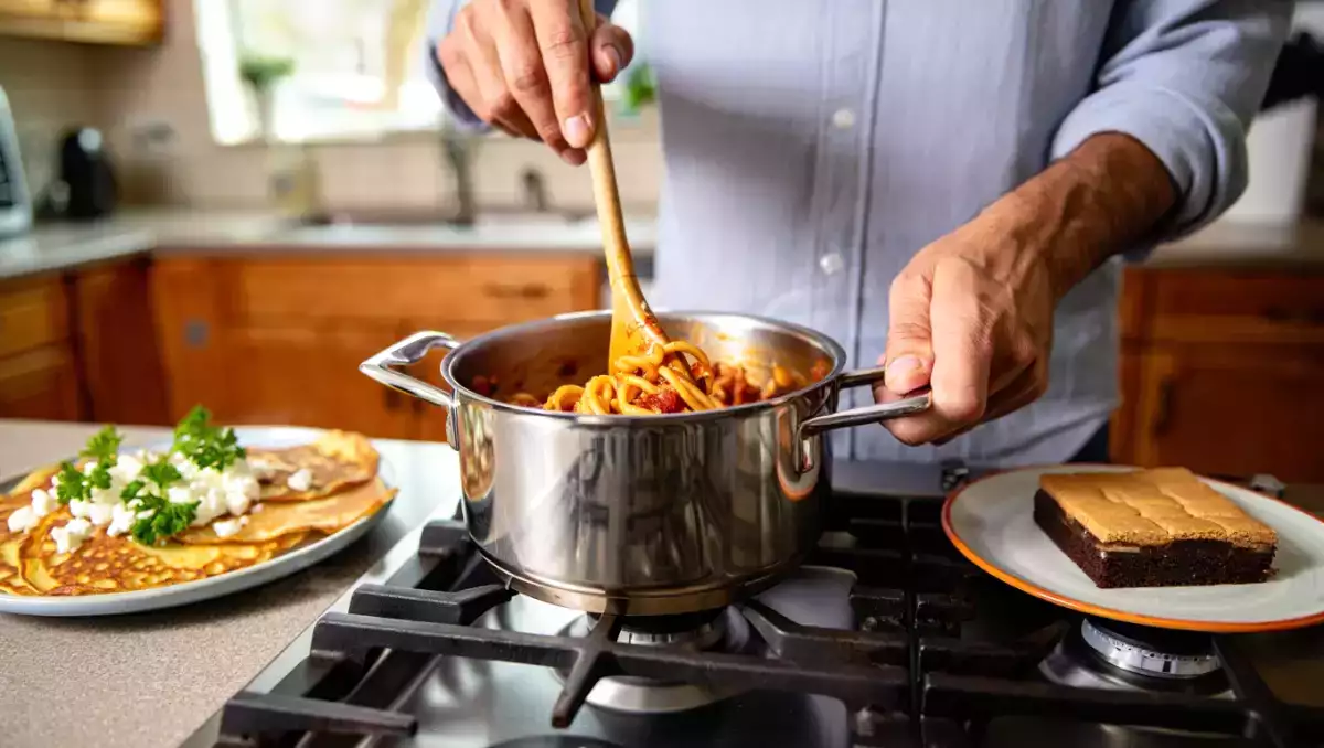 Päivän menu, 24. toukokuuta: herkulliset turkkilaiset pannukakut, pasta makkarakastikkeella ja brookies