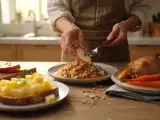 Artikkelit: Päivän menu, 2. heinäkuuta: lämmin raclette-perunavoileipä, Orloffin porsaanpaisti ja omena-päärynä-muru