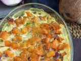 Resepti Kookosmaidolla ja currylla maustettu bataattigratiini