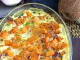 Resepti Kookosmaidolla ja currylla maustettu bataattigratiini