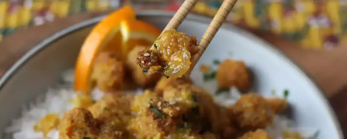 Rapeaa appelsiinitofua orange chicken -tyyliin
