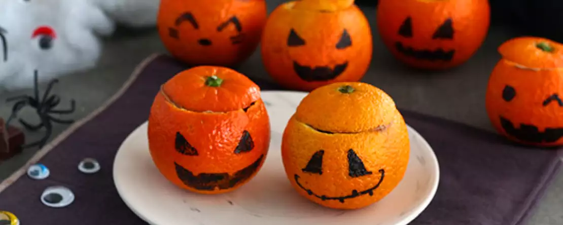 Halloween-klementiinit ja suklaamousse