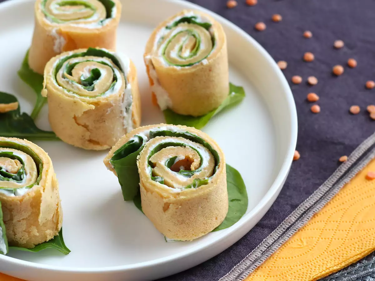 Resepti Punaisia linssipannukakkuja, joissa on vain 2 ainesosaa