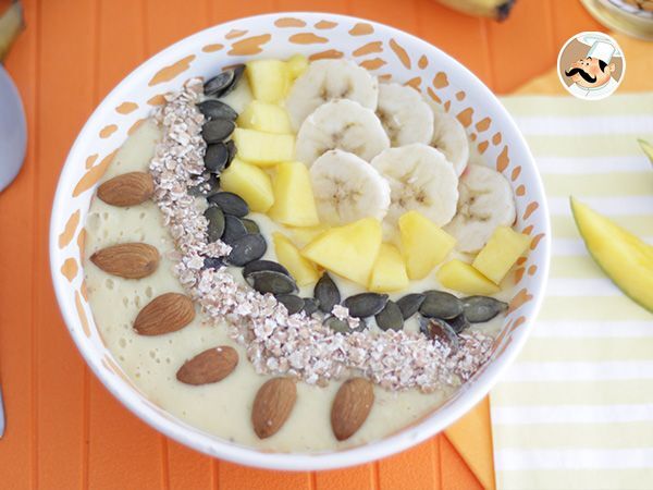 Mango- ja banaanismoothiebowl - Valmistelu askel 4
