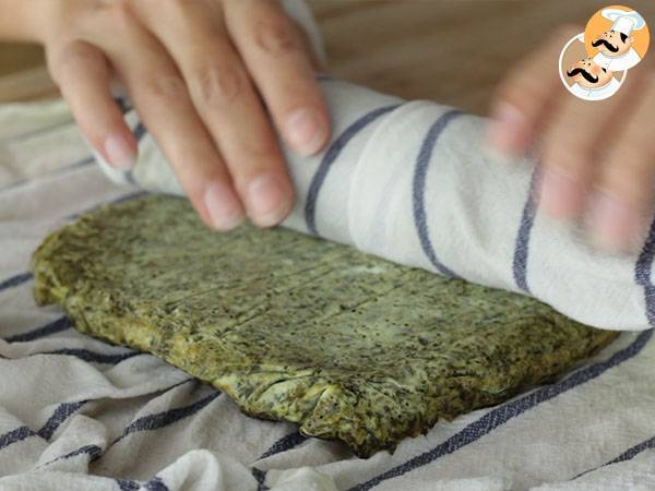 Pinaatti-, kinkku- ja tuorejuusto-kääryleet - Valmistelu askel 4