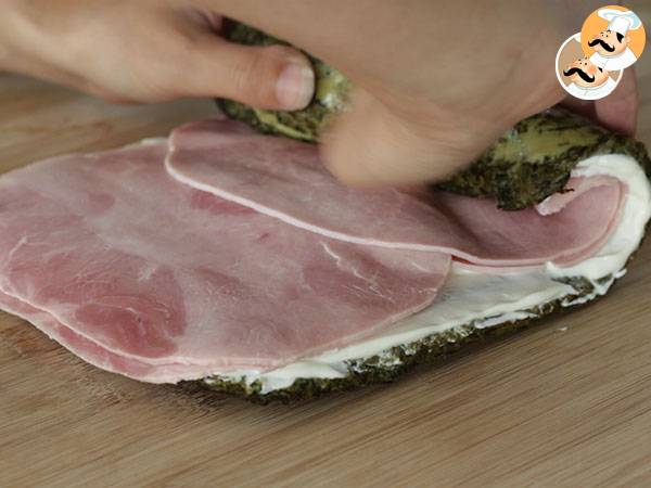 Pinaatti-, kinkku- ja tuorejuusto-kääryleet - Valmistelu askel 6