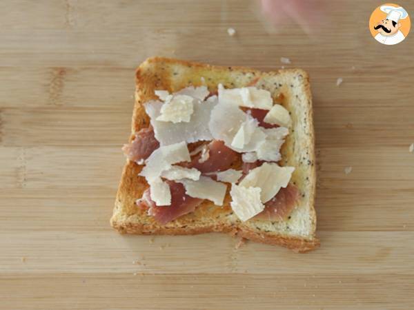 Bruschetta viikunoiden, parmesaanin ja parmankinkun kanssa - Valmistelu askel 2
