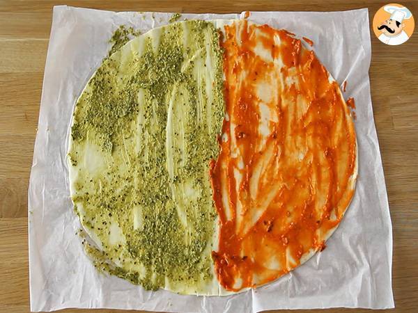 Pesto-leivonnaiset joulukuuset joulun aperitiivia varten - Valmistelu askel 1