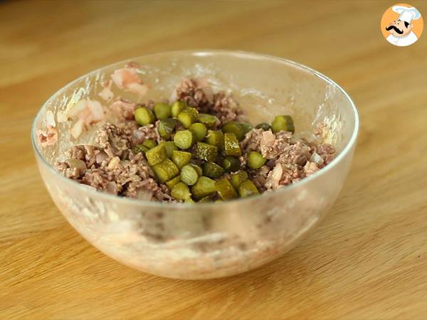 Hampurilaispiirakka, juustohampurilainen jaettavaksi! - Valmistelu askel 3