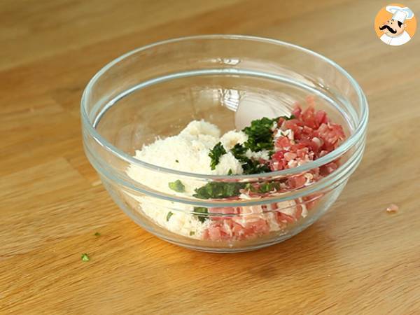 Tortellinit parmesaanin, kinkun ja basilikan kera - Valmistelu askel 3