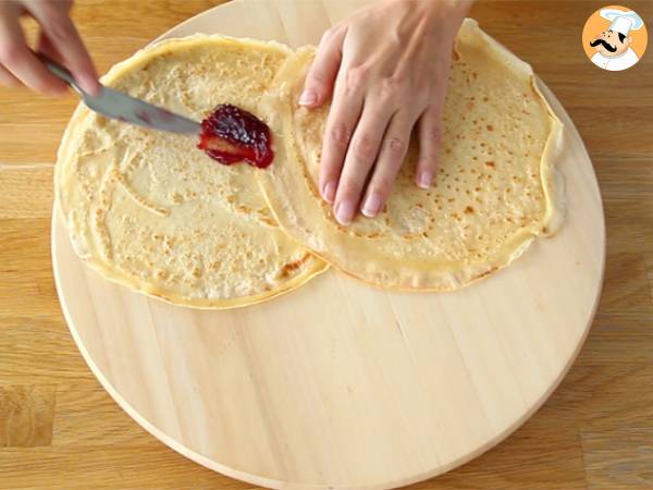Valkosuklaa vadelma pannukakkutukki - Valmistelu askel 3