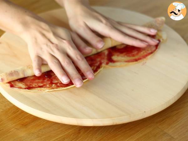 Valkosuklaa vadelma pannukakkutukki - Valmistelu askel 4