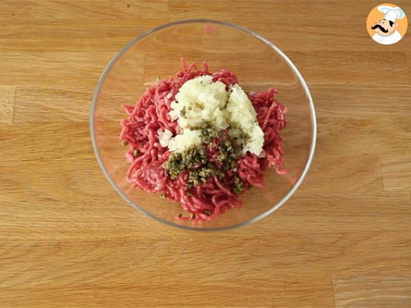 Naudanlihapihvi tartar - Valmistelu askel 1