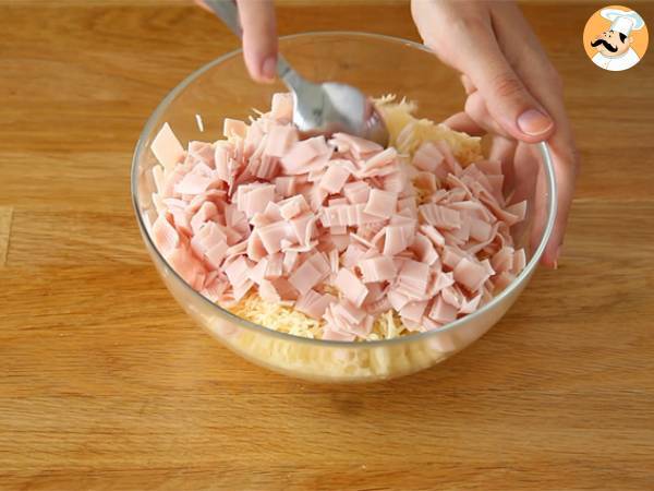 Kinkku- ja juustokroketit lehtitaikinasta - Valmistelu askel 1