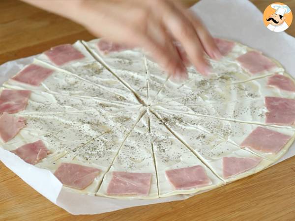 Leivonnaiscroissantit kinkun ja tuorejuuston kera - Valmistelu askel 2
