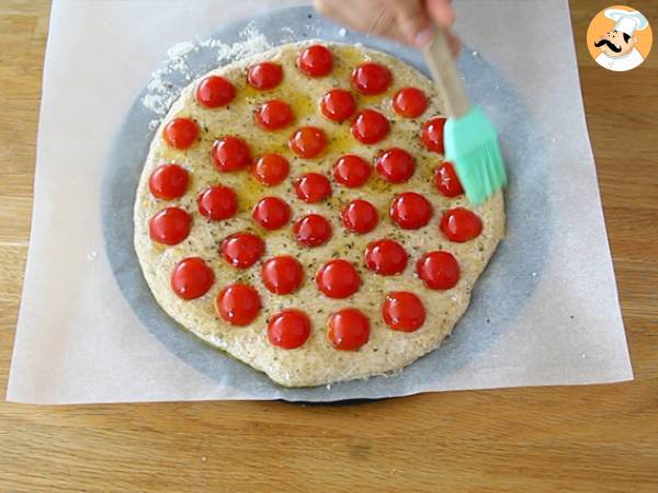 Focaccia kirsikkatomaattien kanssa - Valmistelu askel 4