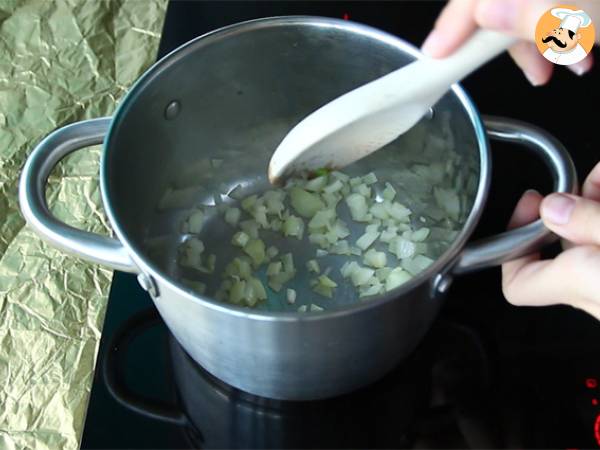 Kasvisrisotto aurinkokuivattujen tomaattien ja sienien kanssa - Valmistelu askel 1