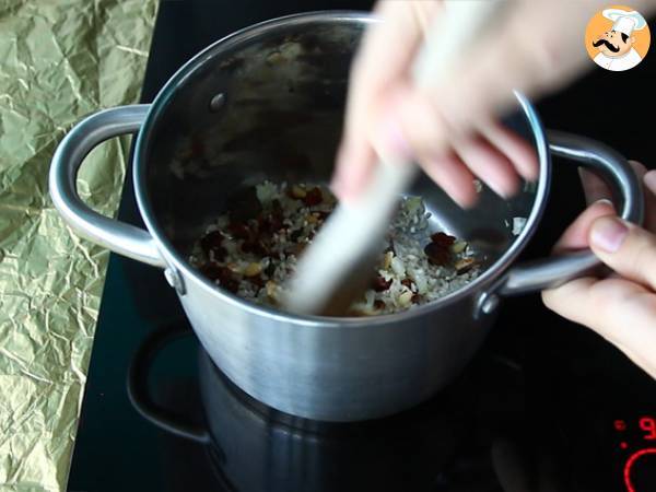 Kasvisrisotto aurinkokuivattujen tomaattien ja sienien kanssa - Valmistelu askel 2