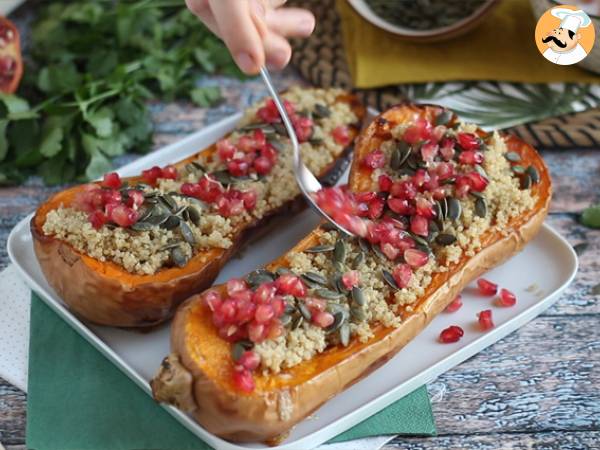 Butternut-kurpitsa kvinoalla ja granaattiomenalla - Valmistelu askel 4
