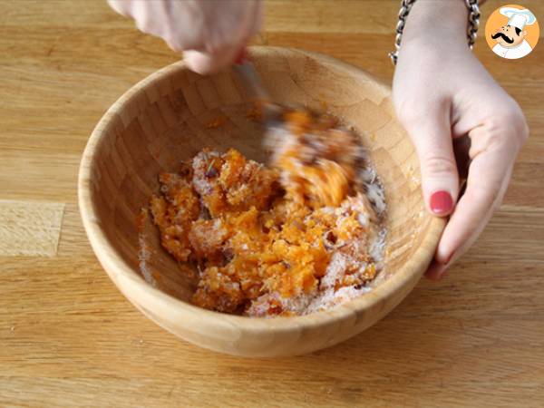 Butternut-kurpitsan ja hasselpähkinöiden muruseos - Valmistelu askel 2