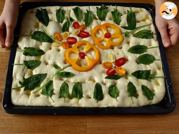 Focaccia kukat - focaccia taide - Valmistelu askel 8