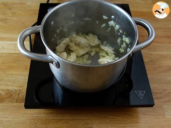 Yhden padan pasta pinaatti, vuohenjuustoa ja kanaa - Valmistelu askel 2