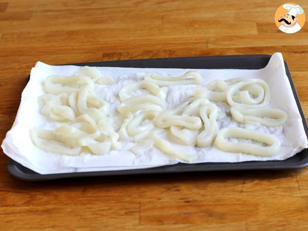 Calamares a la romana - taikinaan paneroitu kalmari - Valmistelu askel 2