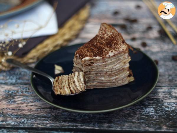 Tiramisu-tyylinen pannukakkukakku kahvin ja kaakaon kera - Valmistelu askel 8