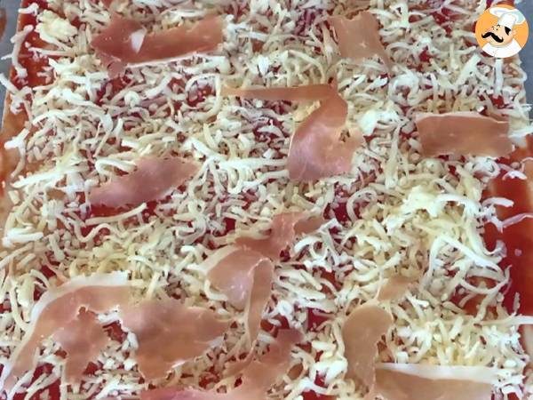 Maxi-leivonnaiskääryleitä (tomaattia, kinkkua, mozzarellaa, persiljaa) - Valmistelu askel 2