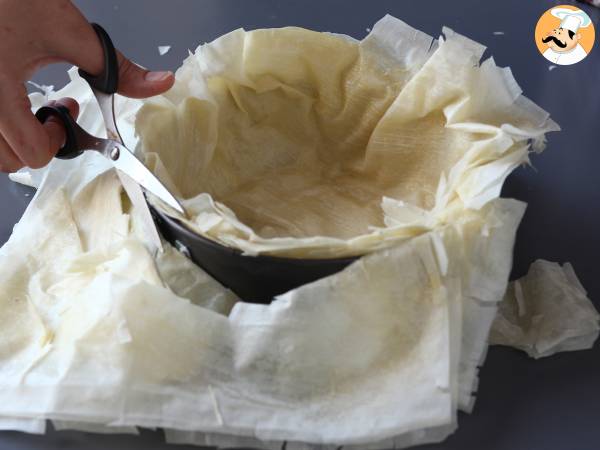 Baklava-tyylinen juustokakku pistaasipähkinöiden kanssa, rapea ja sulava - Valmistelu askel 2