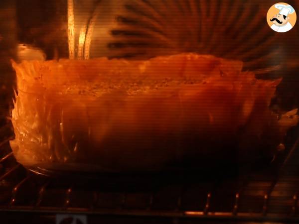 Baklava-tyylinen juustokakku pistaasipähkinöiden kanssa, rapea ja sulava - Valmistelu askel 10