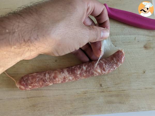 Pasta kurpitsan ja makkaran kanssa - Valmistelu askel 1