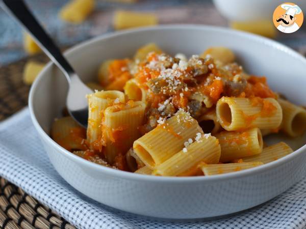 Pasta kurpitsan ja makkaran kanssa - Valmistelu askel 8