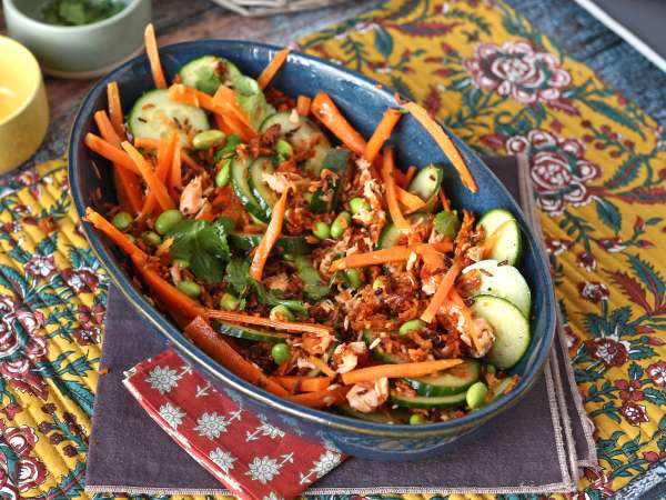 Rapea, mausteinen lohi rapea riisisalaatti! - Valmistelu askel 8