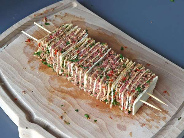 Lavash kebab tortillojen kanssa, kuuluisat helpot uunissa paistetut kebabit! - Valmistelu askel 9