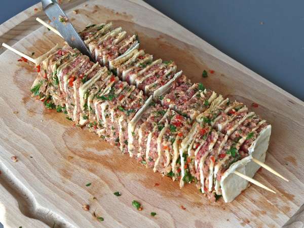 Lavash kebab tortillojen kanssa, kuuluisat helpot uunissa paistetut kebabit! - Valmistelu askel 10