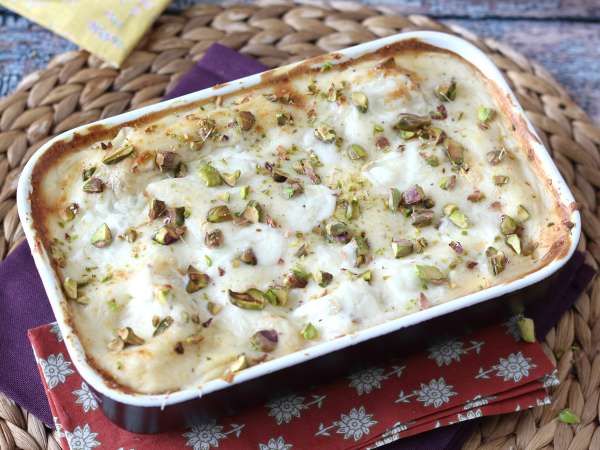 Lohilasagne burratan ja kermaisten, rapeiden pistaasipähkinöiden kera - Valmistelu askel 9