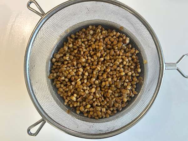 Proteiinipitoinen linssisalaatti raejuustolla – helppo ja nopea - Valmistelu askel 1