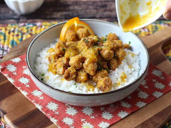 Rapeaa appelsiinitofua orange chicken -tyyliin - Valmistelu askel 6