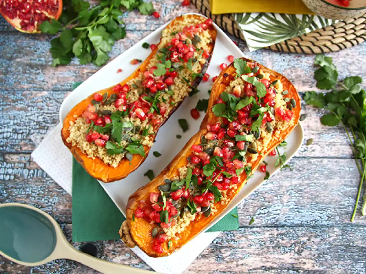 Butternut-kurpitsa kvinoalla ja granaattiomenalla - kuva 3