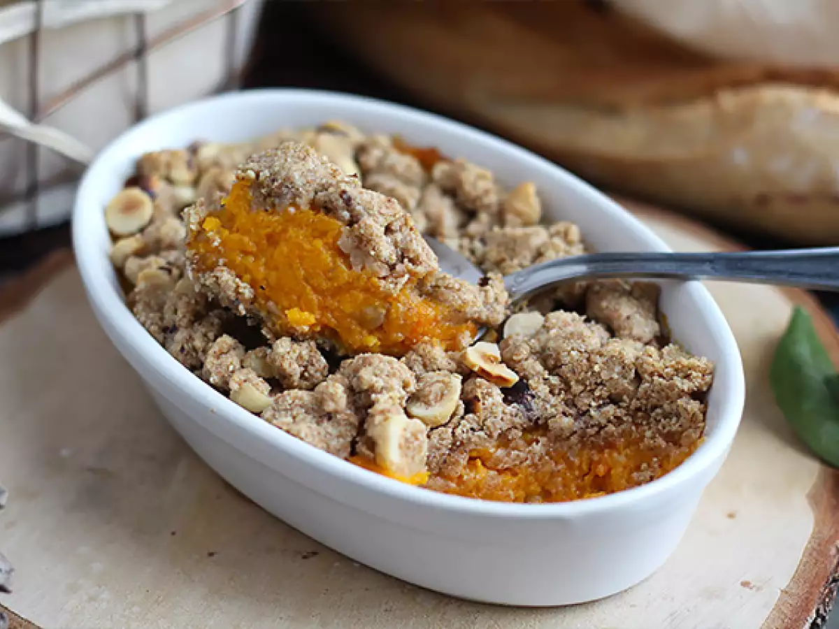 Butternut-kurpitsacrumble hasselpähkinöillä - kuva 4