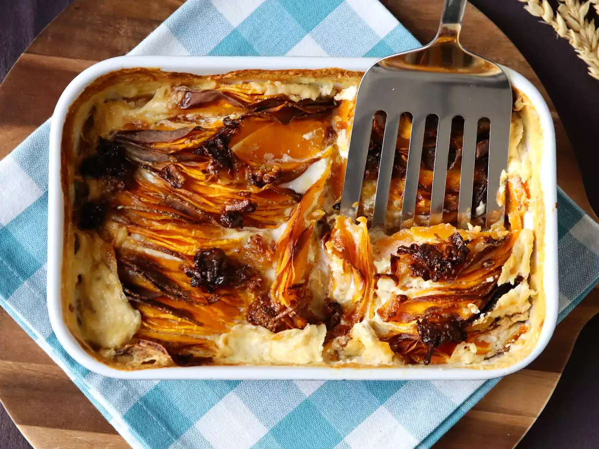 Butternut-kurpitsagratiini ilmakeittimessä, dauphinois-tyyliin