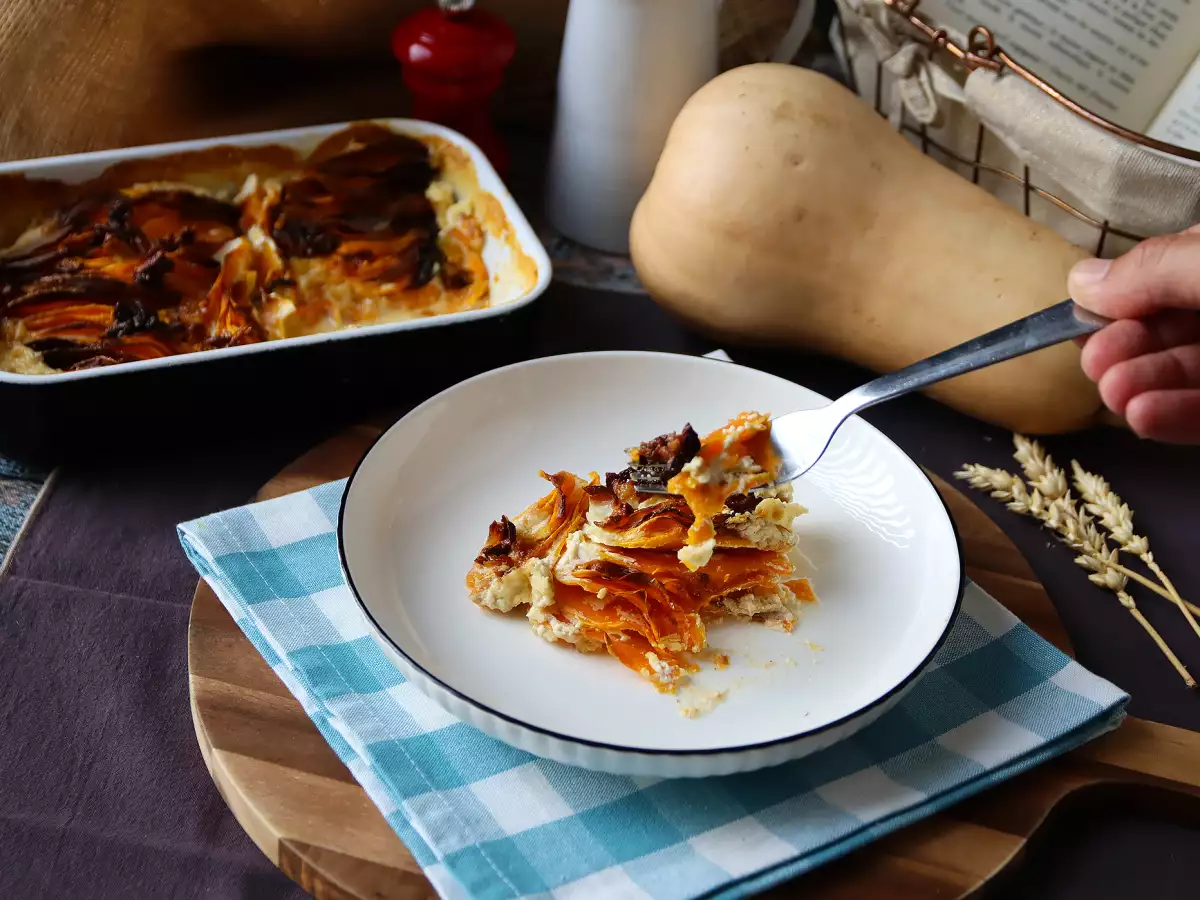 Butternut-kurpitsagratiini ilmakeittimessä, dauphinois-tyyliin - kuva 3