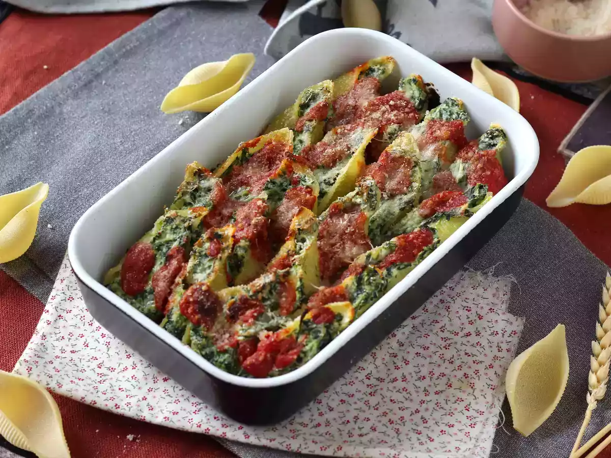 Conchiglioni täytetty ricotta ja pinaatti: vastustamaton paistettu kasvisruoka - kuva 5