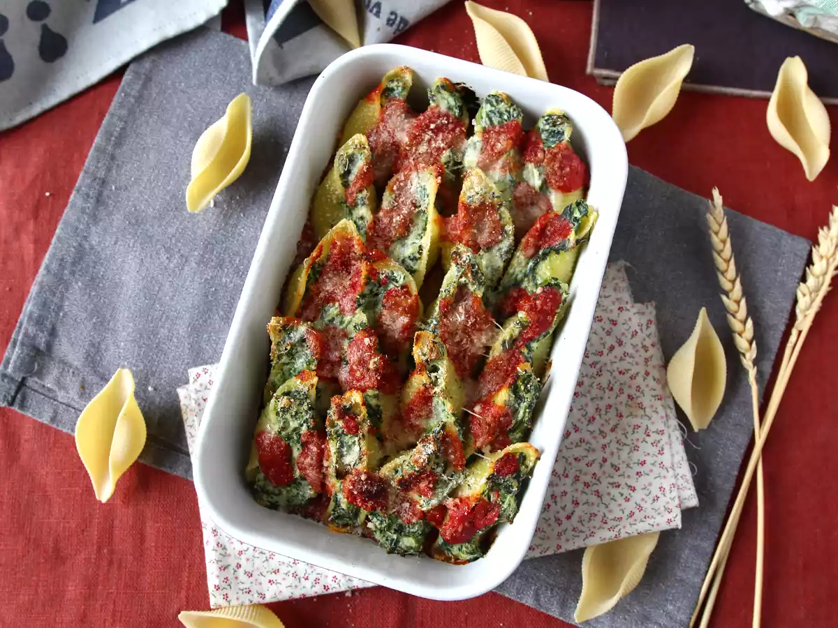 Conchiglioni täytetty ricotta ja pinaatti: vastustamaton paistettu kasvisruoka - kuva 6