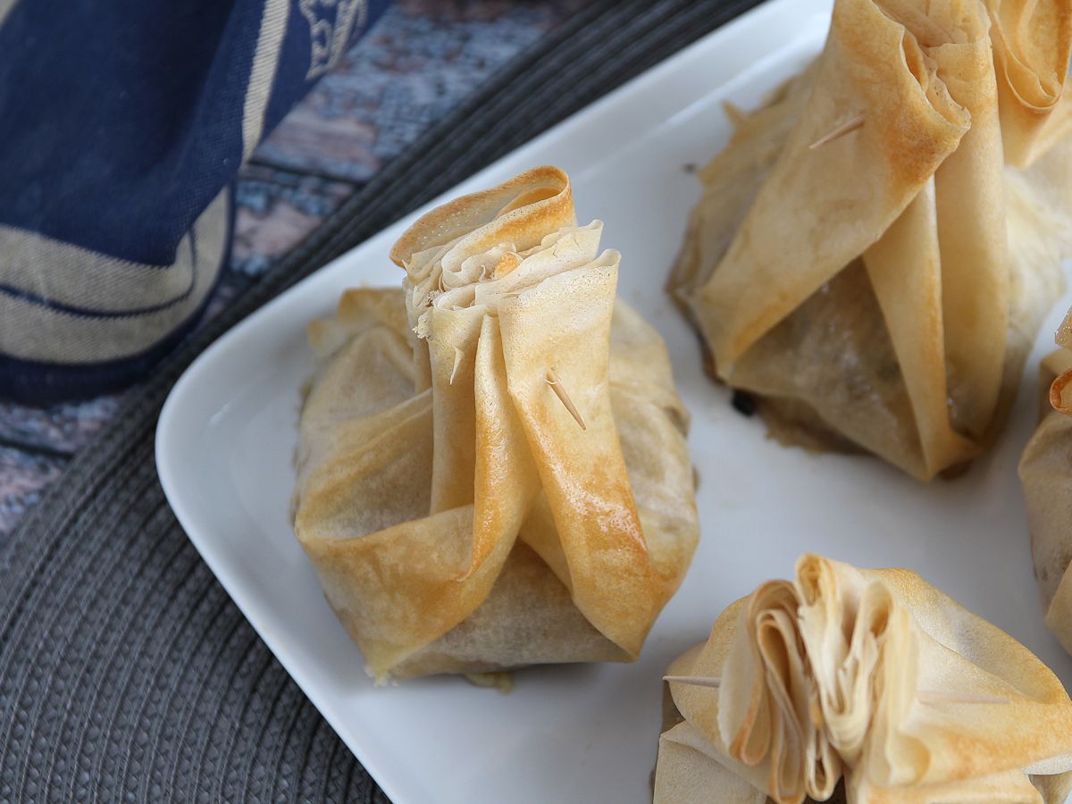 Erittäin rapeat aumônières sienillä, Brie-juustolla ja päärynöillä - kuva 3