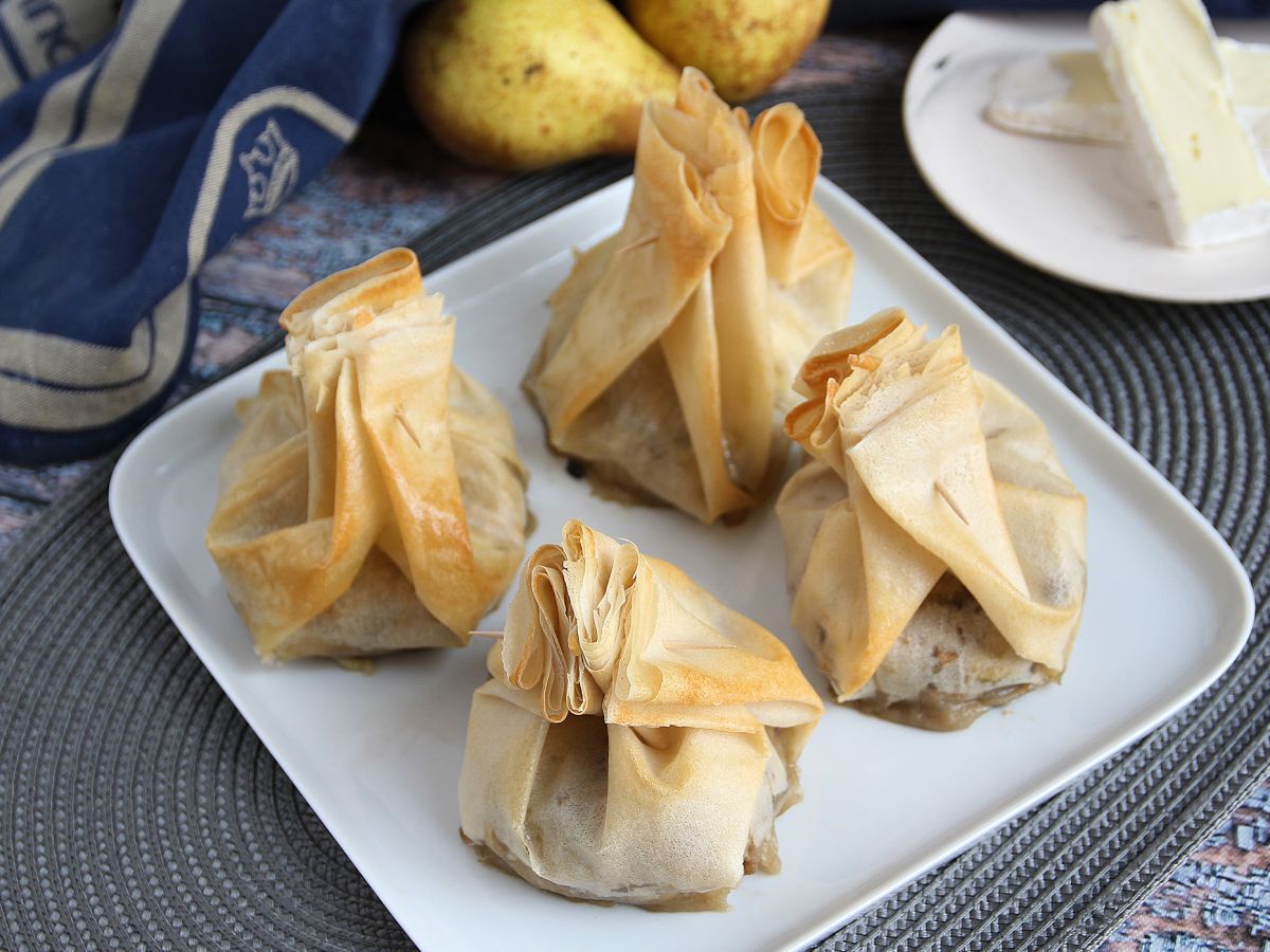 Erittäin rapeat aumônières sienillä, Brie-juustolla ja päärynöillä - kuva 4