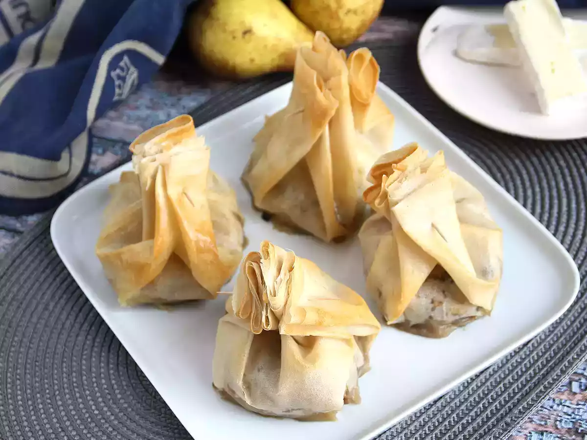 Erittäin rapeat aumônières sienillä, Brie-juustolla ja päärynöillä - kuva 4